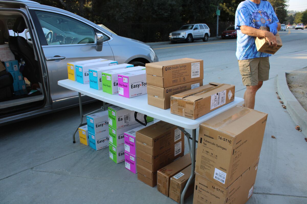 The Harm Reduction Coalition of Santa Cruz County gives away free syringes in nine sizes. 