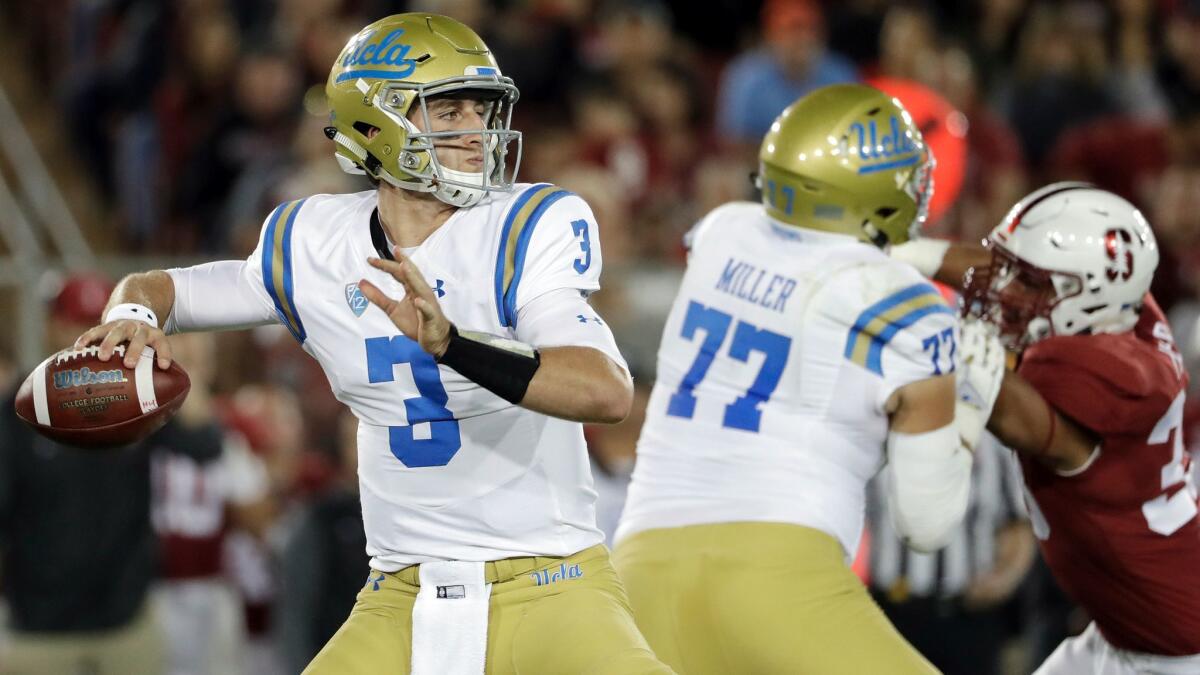 UCLA quarterback Josh Rosen leads the nation’s top-ranked passing attack and is on pace to throw for more than 5,000 yards this season.