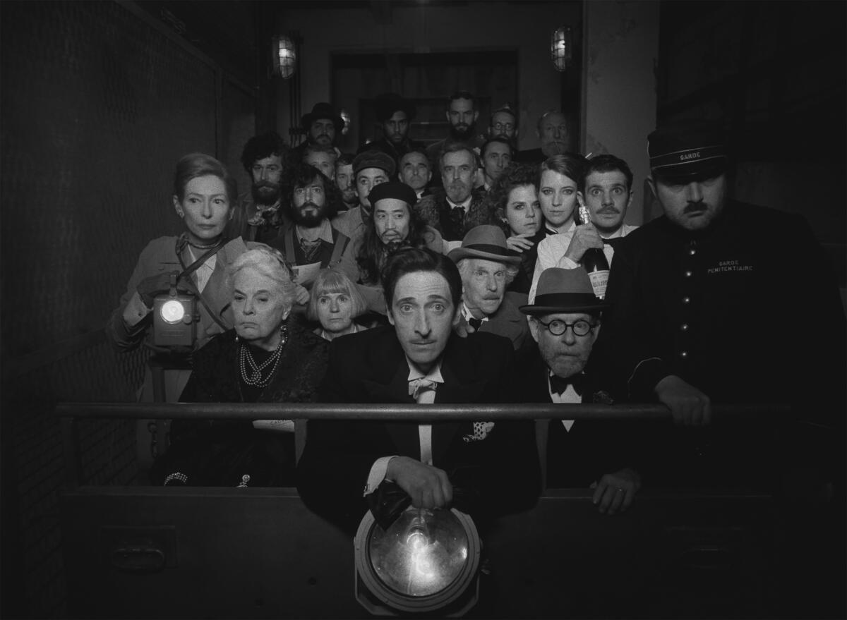 Tilda Swinton, Lois Smith, Adrien Brody, Henry Winkler and Bob Balaban in the film THE FRENCH DISPATCH. 
