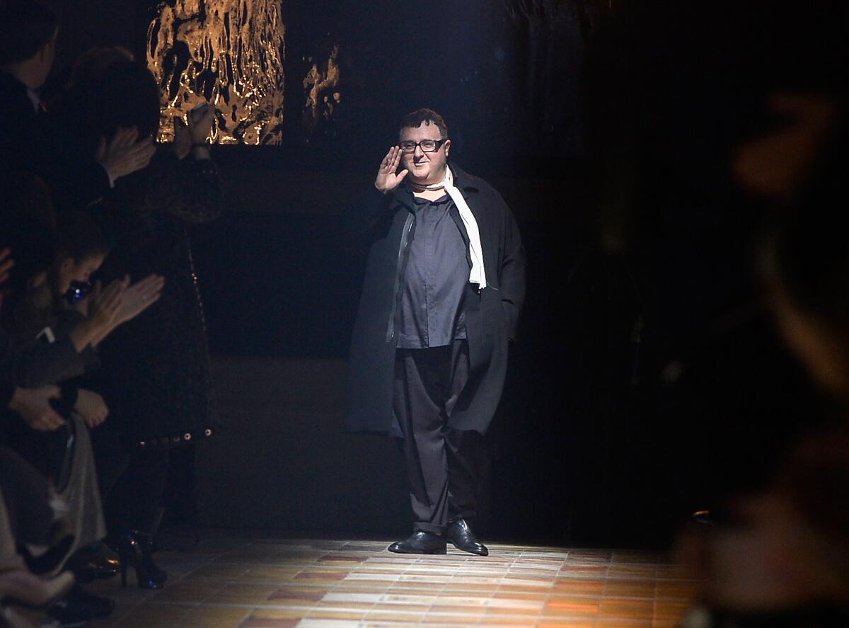 Designer Alber Elbaz after the Lanvin show as part of the Paris Fashion Week Womenswear Fall/Winter 2014-2015 on Feb. 27, 2014.