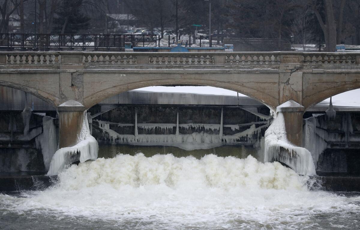 The Flint River, shown on Jan. 21, has been identified as the source of the Michigan city's water contamination.