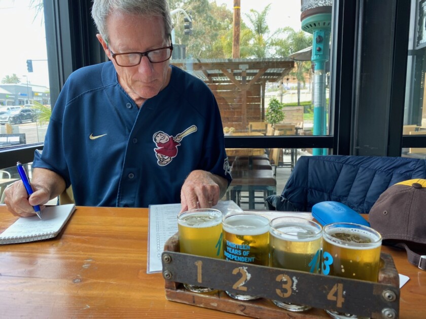 Peter Rowe hard at work, checking out new beers. His beer column returns today.