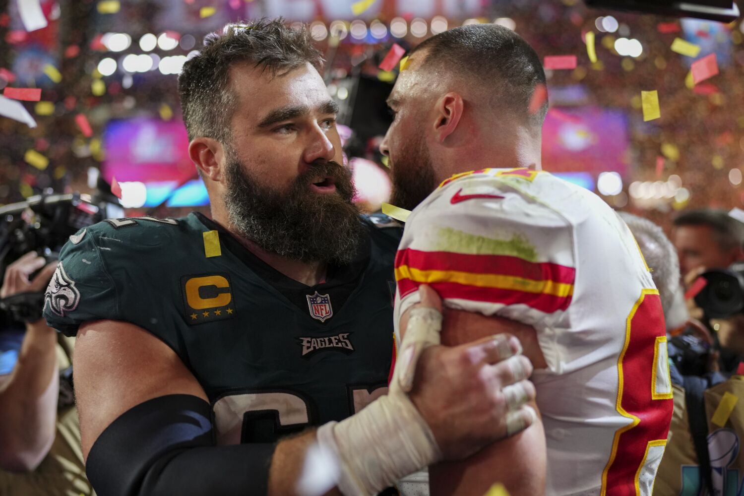 Emotional Travis Kelce grateful to be with brother Jason 'at the mountaintop'