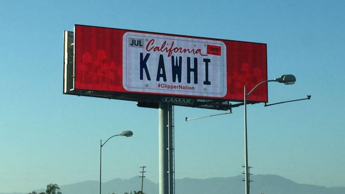 A pair of billboards urging NBA Finals most valuable player Kawhi Leonard to move to Southern California popped up around Los Angeles as NBA free agency is set to begin.