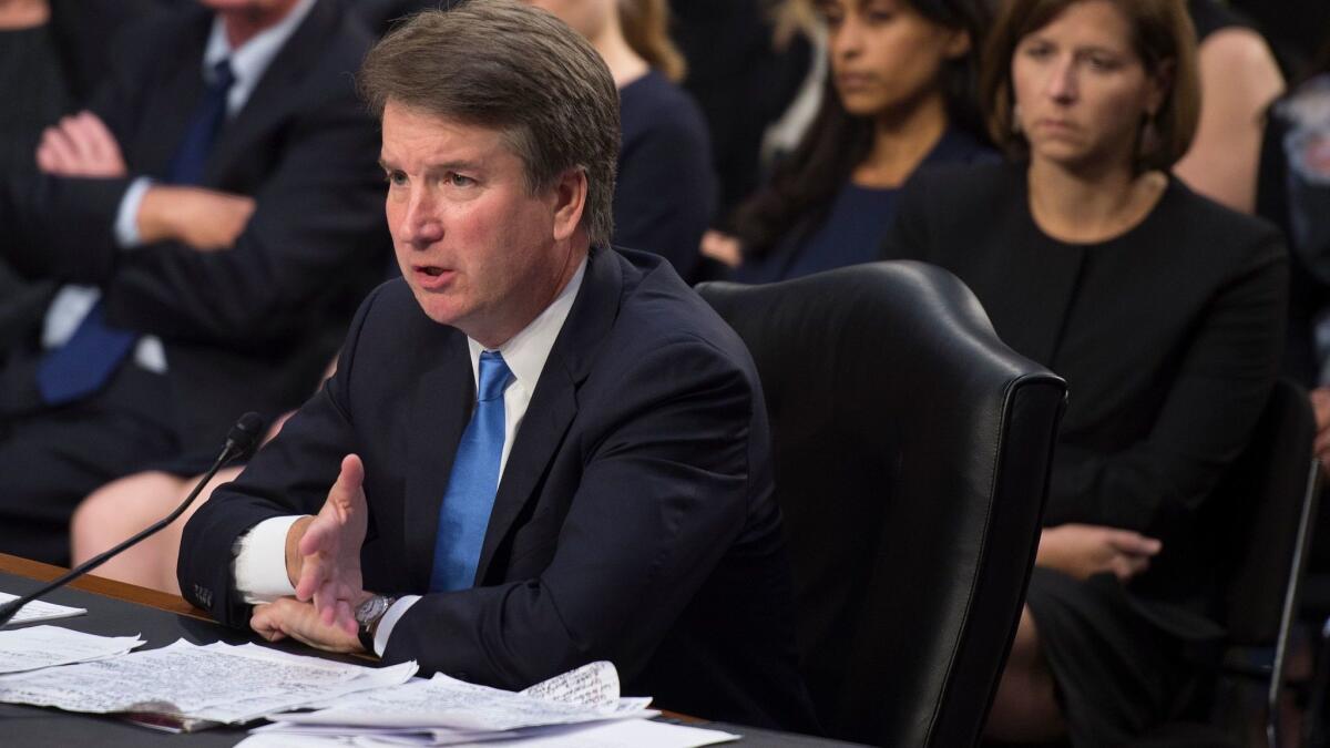 Judge Brett Kavanaugh testifies during the second day of his U.S Senate Judiciary Committee confirmation hearing to be a Supreme Court justice.