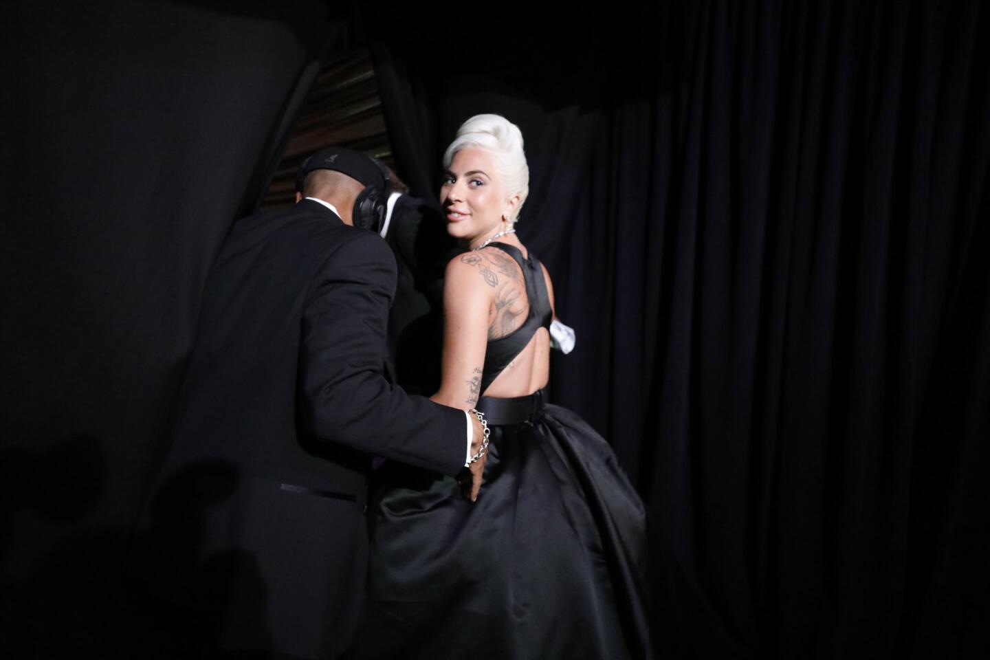 Lady Gaga backstage at the 91st Academy Awards on Sunday.