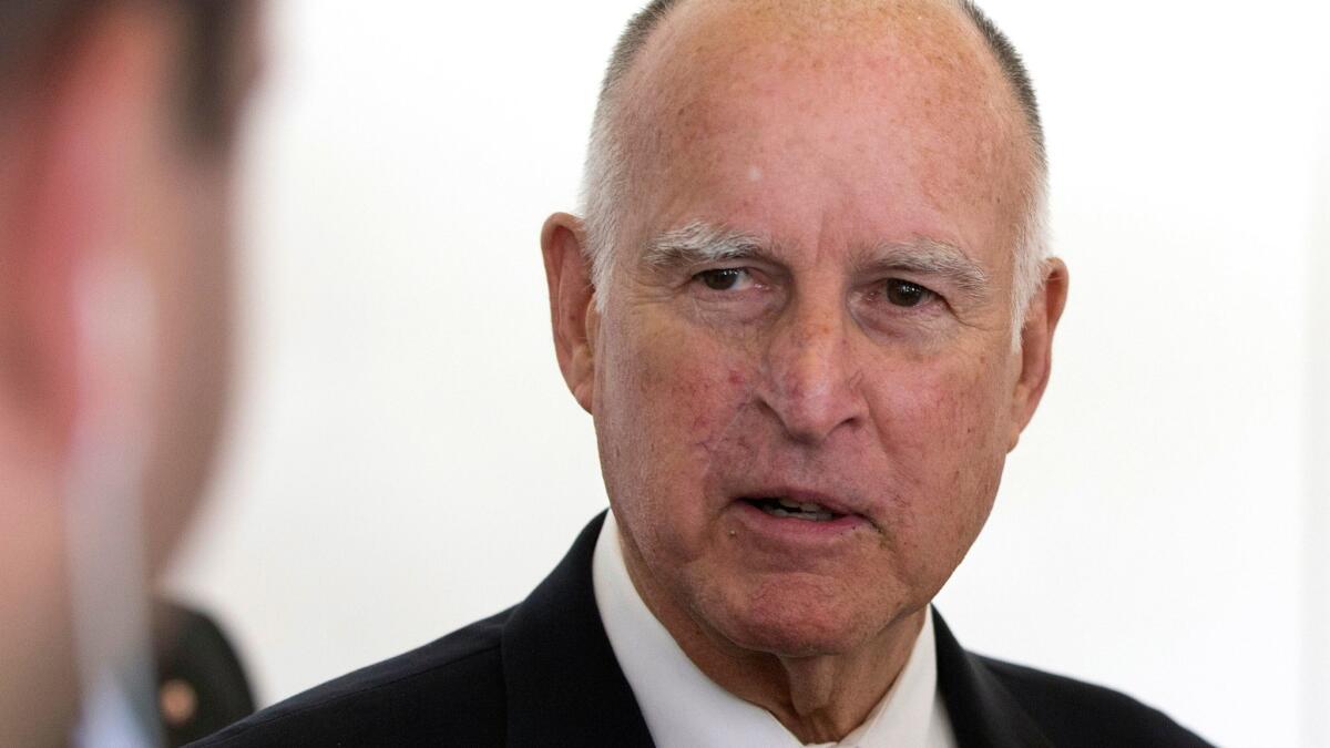 Gov. Jerry Brown, in a statement released by opponents of Measure S, said the Los Angeles ballot measure that would restrict some types of development "goes too far."