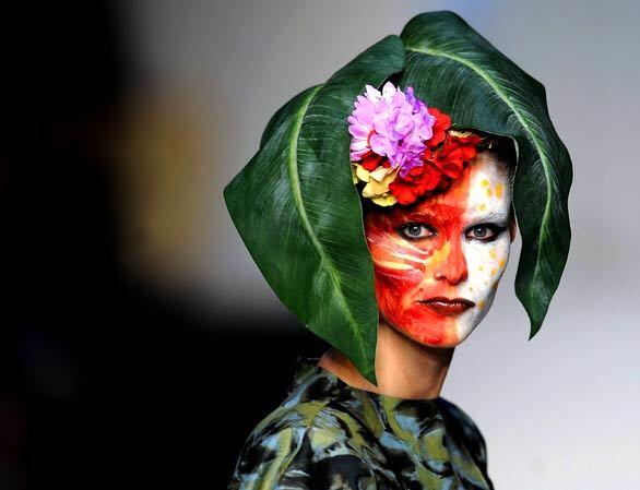A model displays a creation by Portuguese designer Alexandra Moura on the first day of ModaLisboa in Cascais, which is on the outskirts of Lisbon.