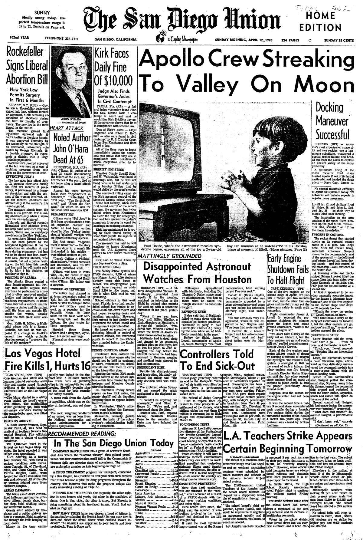 April 12, 1970 front page