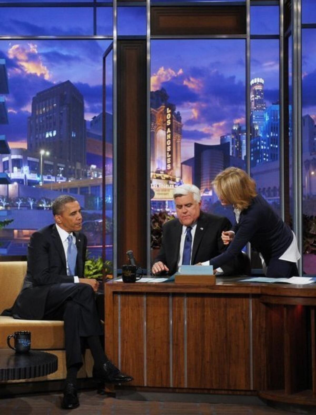 President Obama on the "Tonight Show" with Jay Leno.