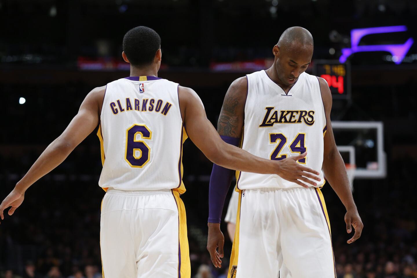 NBA Playoffs: Jordan Clarkson Wearing a Lakers' Kobe Bryant Jersey