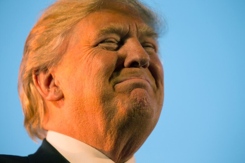 Republican presidential candidate Donald Trump pauses during while speaking at a rally in Millington, Tenn on Feb. 27, 2016. Trump has repeatedly advocated waterboarding.