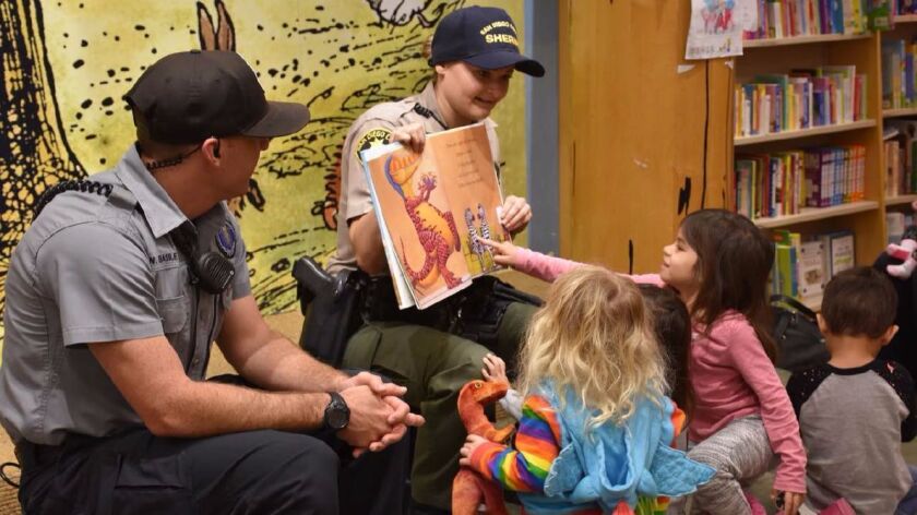 A sheriff's deputy will read to children and answer questions March 15 at the Barnes and Noble in Encinitas.
