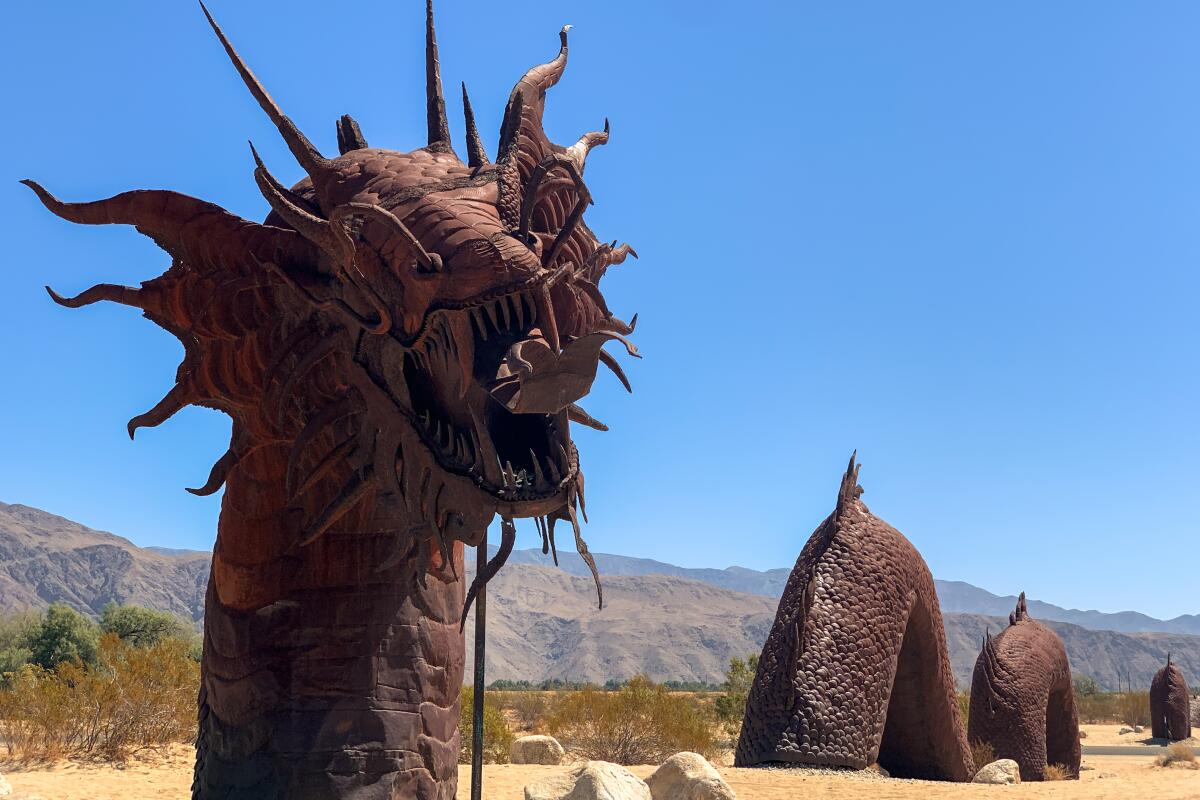 A large dragon sculpture in Borrego Springs