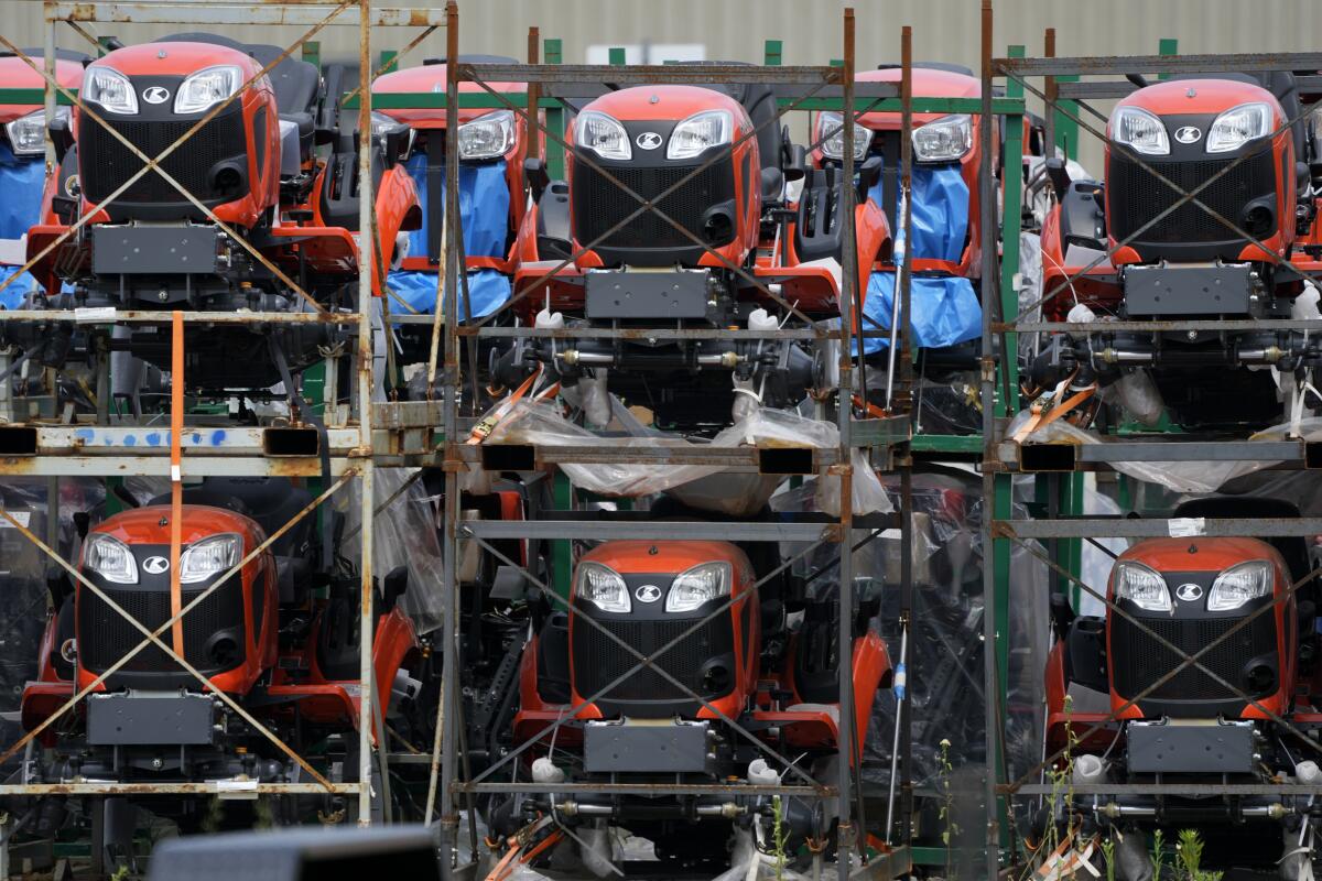 Kubota tractors are stored in Uniontown, Pa.