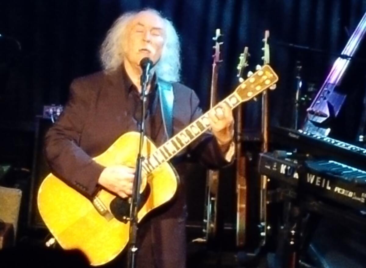 Veteran rocker David Crosby is performing five sold-out solo shows at the Troubadour in West Hollywood in conjunction with the recent release of "Croz," his first solo album in nearly 20 years.