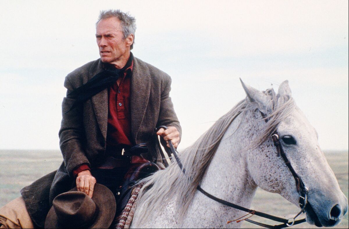 Clint Eastwood on horseback in “Unforgiven."