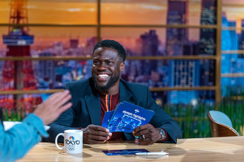 Kevin Hart tapes a segment of "Olympic Highlights with Kevin Hart and Snoop Dogg" for Peacock.
