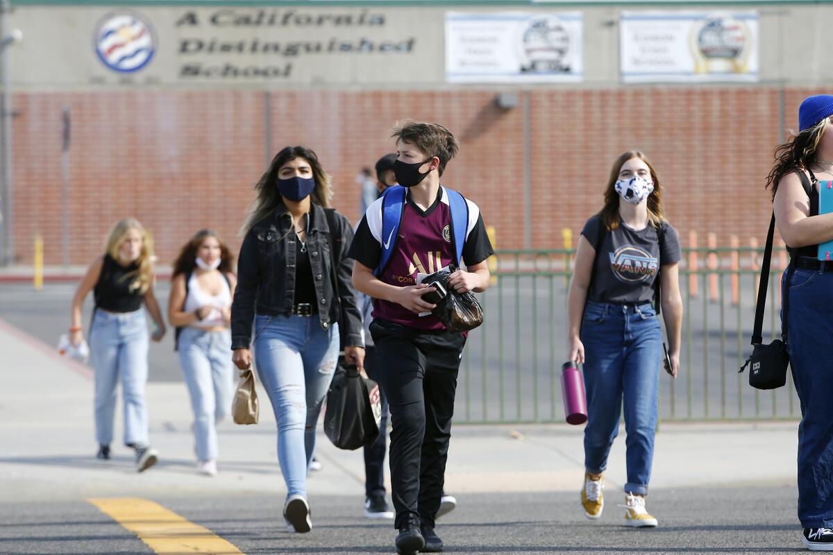 Students at Edison High School on Thursday afternoon. 