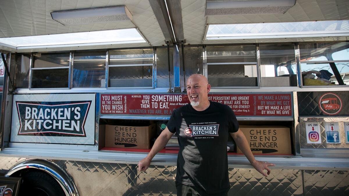 Bill Bracken, founder of Bracken's Kitchen, uses a food truck to get meals to the people who need them.