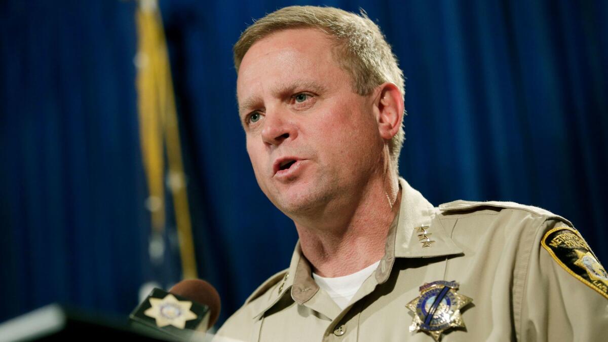 Clark County Undersheriff Kevin McMahill at a news conference Wednesday in Las Vegas.