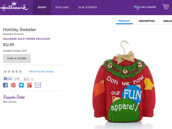 2013 Hallmark HOLIDAY SWEATER Don We Now Our FUN Apparel Ornament Controversial 