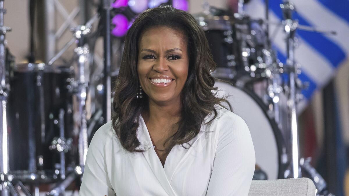 Former First Lady Michelle Obama celebrating the International Day of the Girl on the “Today” show in New York on Oct. 11, 2018.