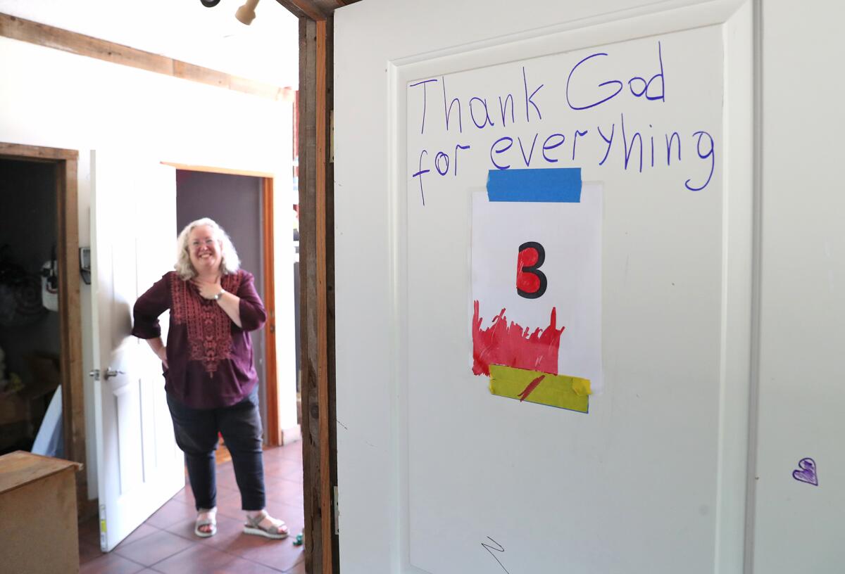 Rev. Sian Wilshire at the Orange Coast Unitarian Universalist Church in Costa Mesa. 