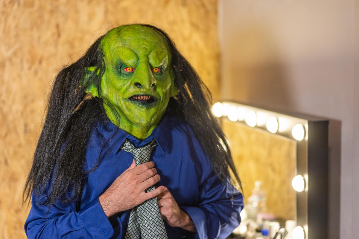 Actor, writer and comedian Dave Rispoli gets into character to transform himself into John Goblikon