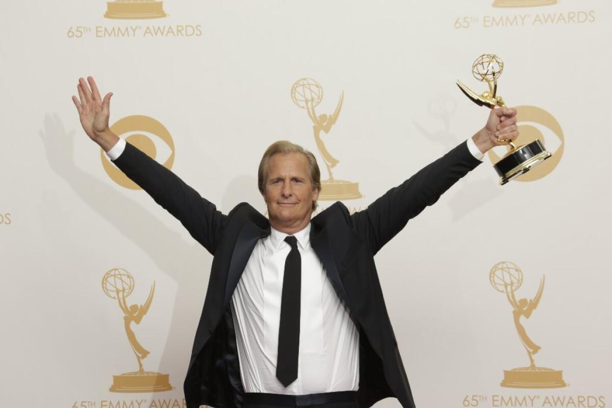 Jeff Daniels won an Emmy as lead actor in a drama series for HBO's "The Newsoom" at the 65th Annual Primetime Emmy Awards.