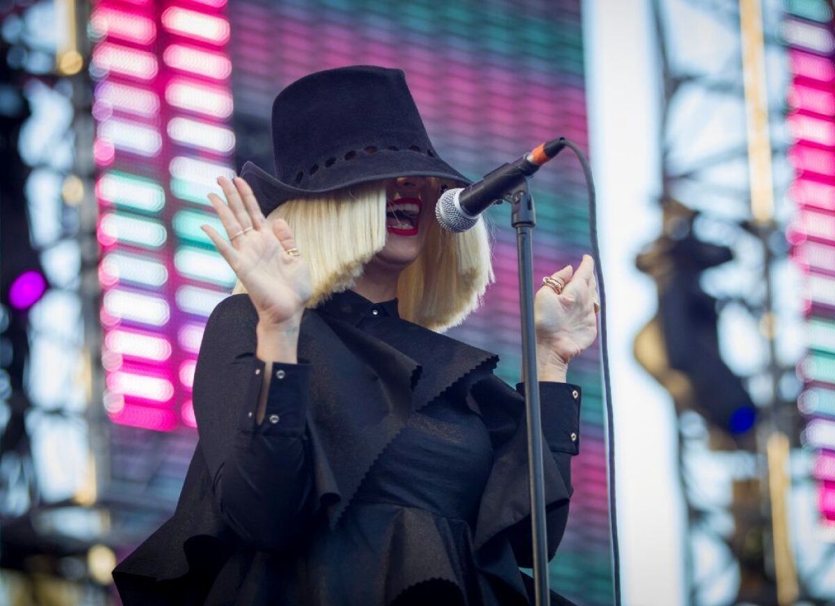 Sia performs during the Wango Tango concert at the StubHub Center on May 9, 2105 in Carson.