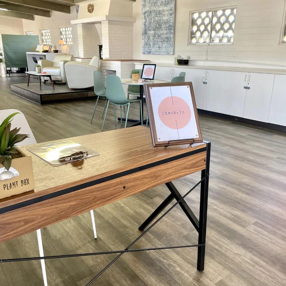 The Compass Station’s check-in area.