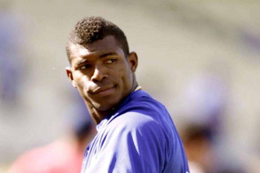 Yasiel Puig is one-for-two through the fourth inning against the Atlanta Braves on Thursday.