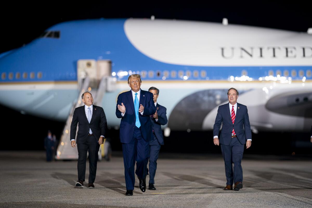 President Trump disembarking Air Force One 