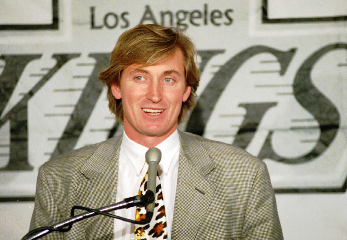Wayne Gretzky during a Kings news conference in 1993.