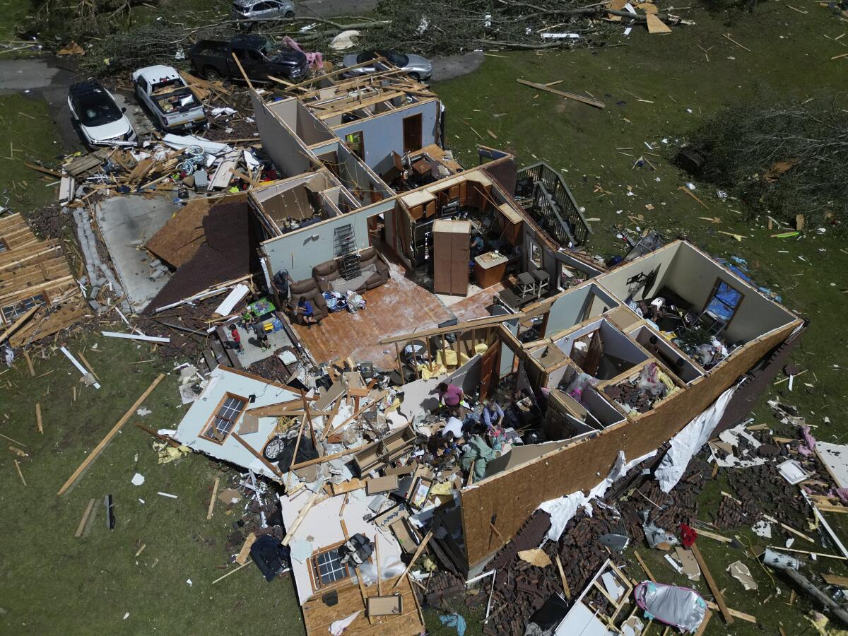 A home is destroyed after a severe storm