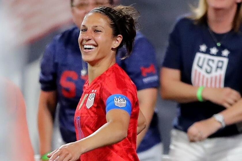 ST LOUIS, MISSOURI - MAY 16: Carli Lloyd #10 of Unites States celebrates her goal in the second half against New Zealand iat Busch Stadium on May 16, 2019 in St Louis, Missouri. (Photo by Elsa/Getty Images) ** OUTS - ELSENT, FPG, CM - OUTS * NM, PH, VA if sourced by CT, LA or MoD **