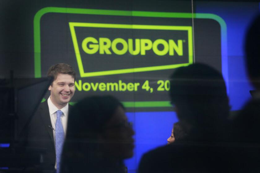 Groupon kicked out chief executive and founder Andrew Mason. Executive Chairman Eric Lefkofsky and Vice Chairman Ted Leonsis were appointed on an interim basis to the new Office of the Chief Executive.