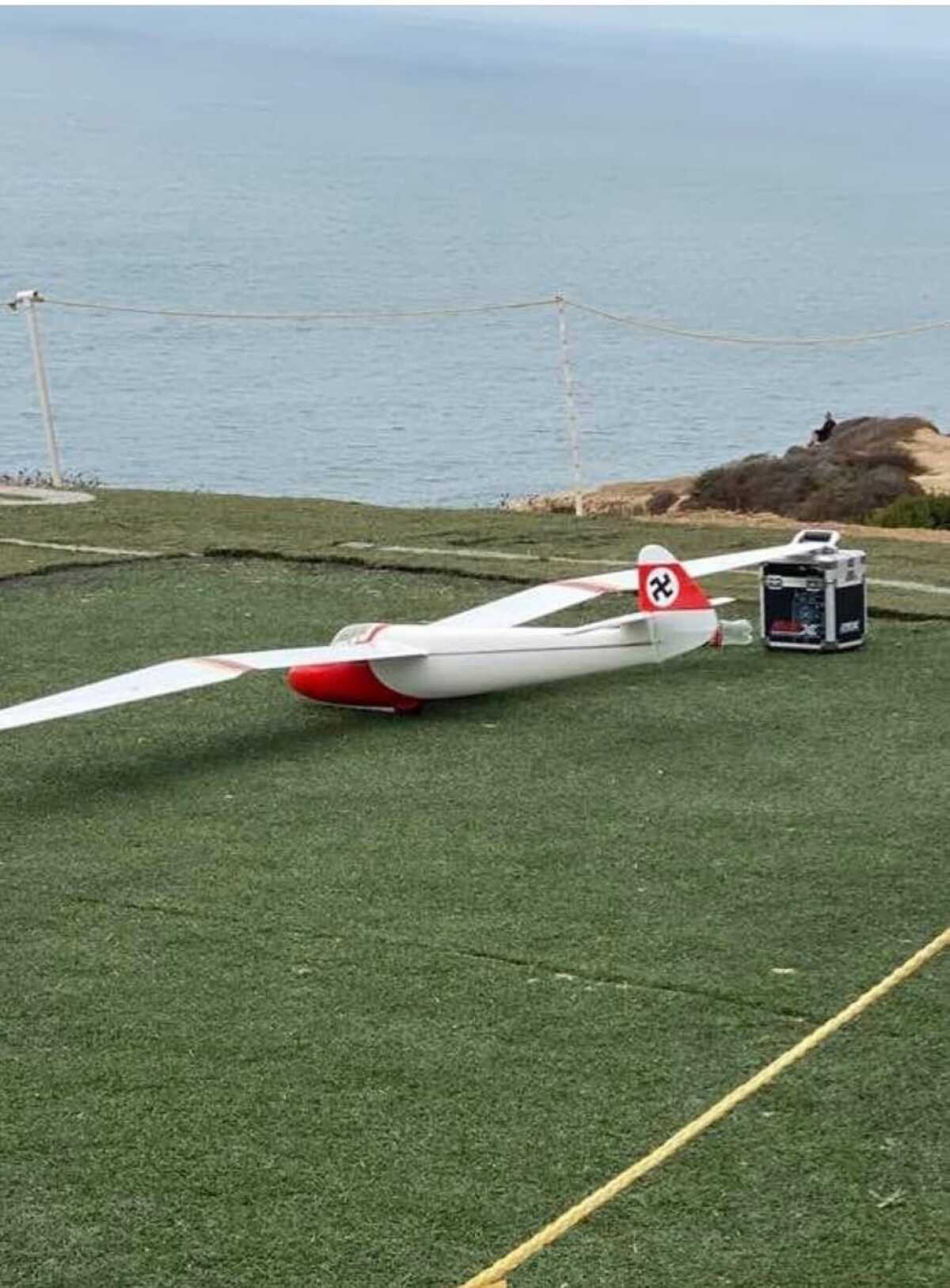 A plane with a swastika on the tail was photographed at the Torrey Pines Gliderport.