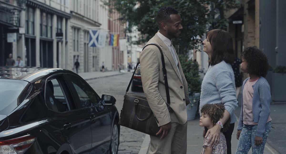 Marlon Wayans, left, Rashida Jones, Liyanna Muscat and Alexandra Reimer in the movie "On the Rocks."