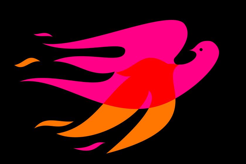 A phoenix looks backwards.