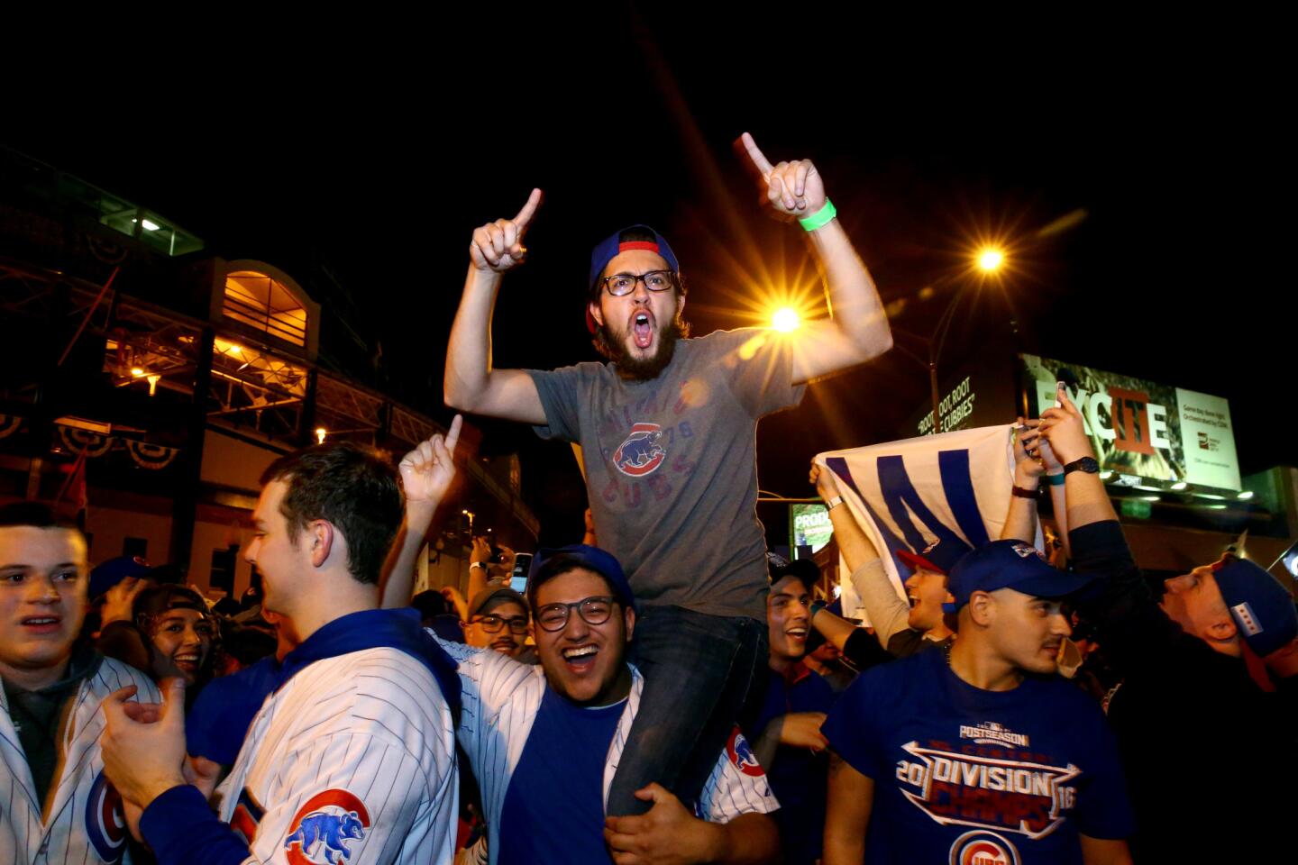 Fans celebrate after World Series Game 6