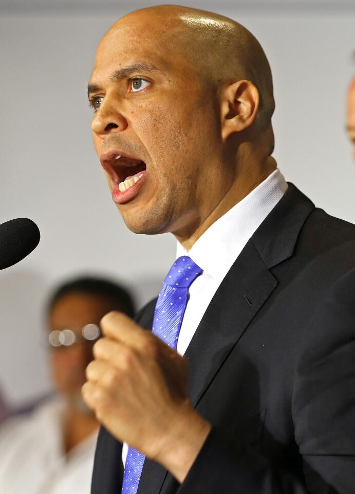 Newark Mayor Cory Booker announces his plans to run for the U.S. Senate seat that opened with the death of Sen. Frank R. Lautenberg (D-N.J.). Booker, 44, is serving in his second term as mayor.