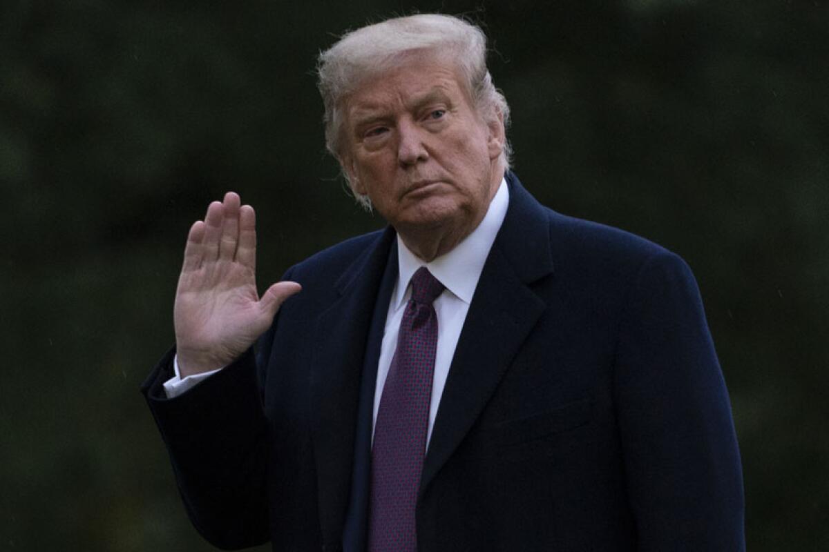 President Trump waving