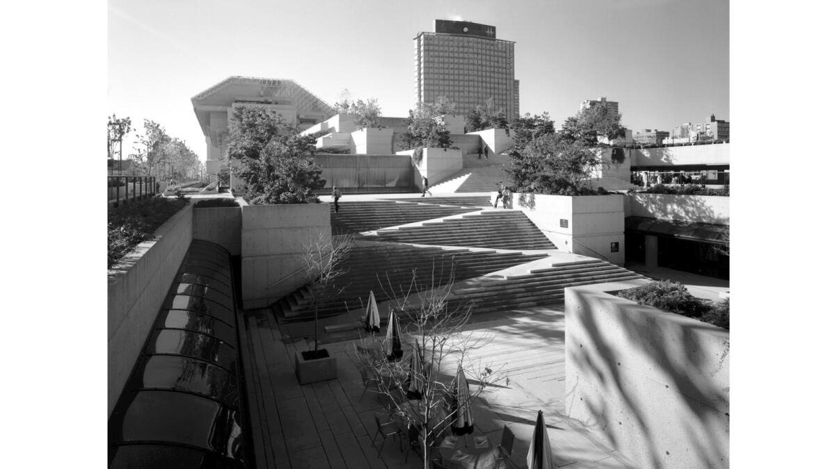 Arthur Erickson's Law Courts building at Robson Square in Vancouver, Canada, as photographed by Wayne Thom in 1979.