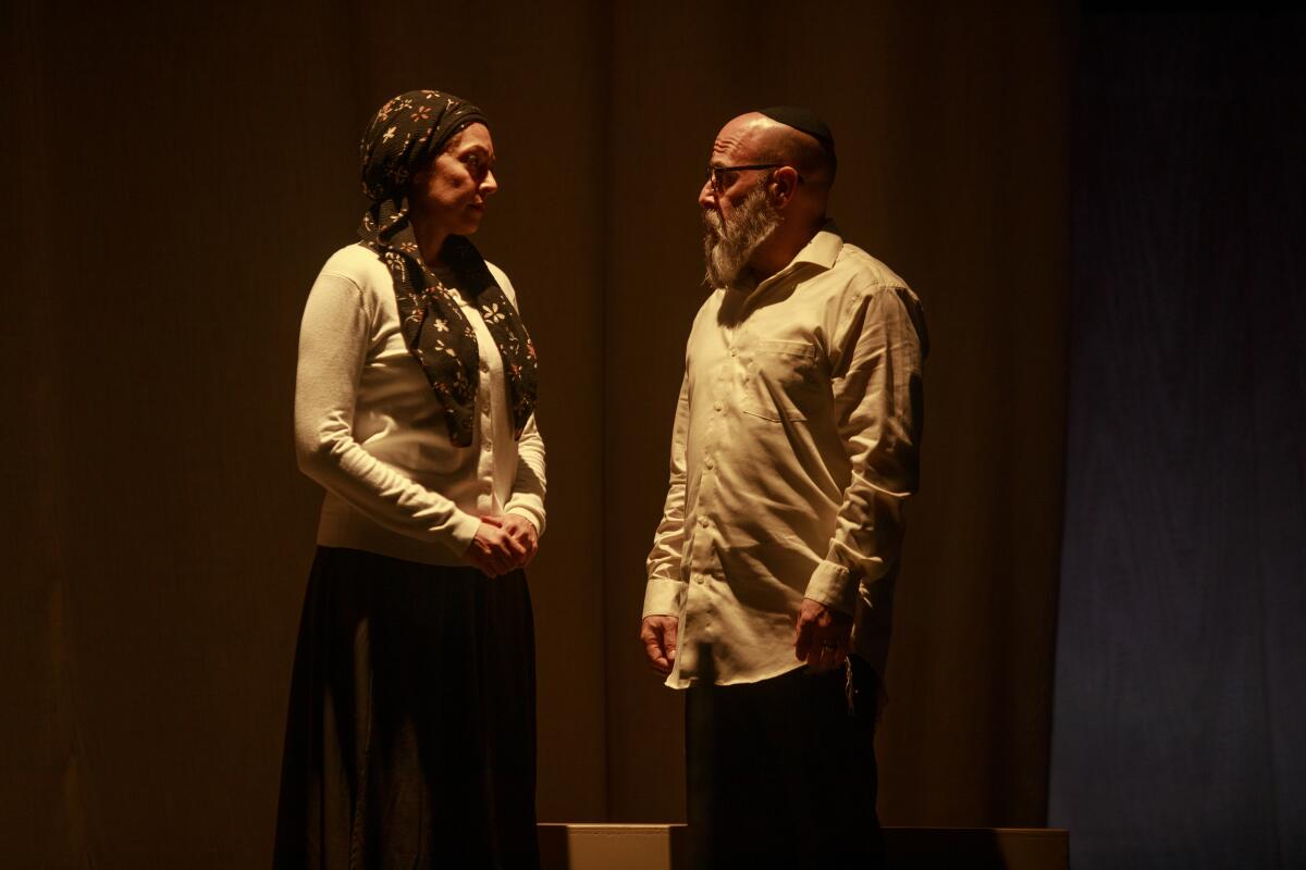 Salma Qarnain and Jeff Gurner in the world-premiere of "October 7" earlier this year.