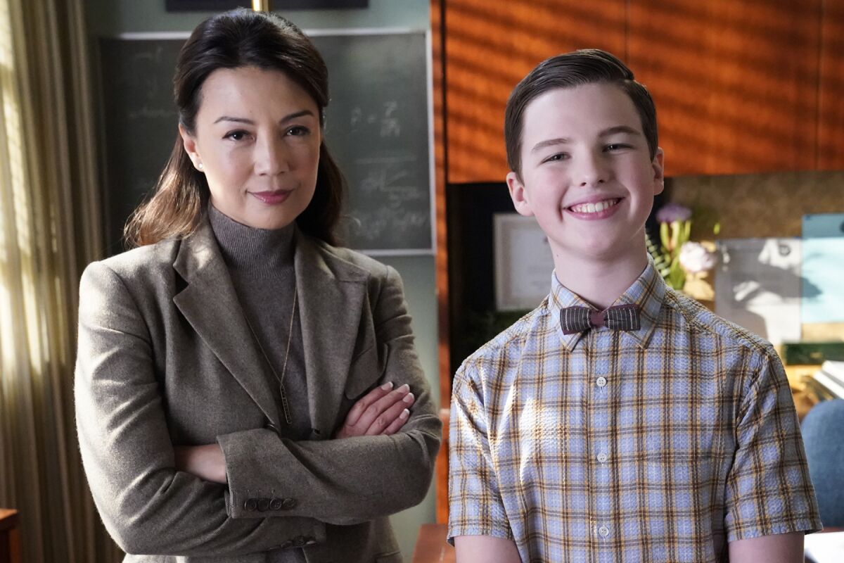Ming-Na Wen and Iain Armitage in "Young Sheldon" on CBS.