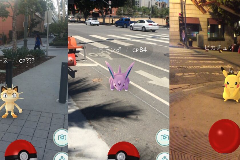 Screenshots from the Japanese version of "Pokémon Go."
