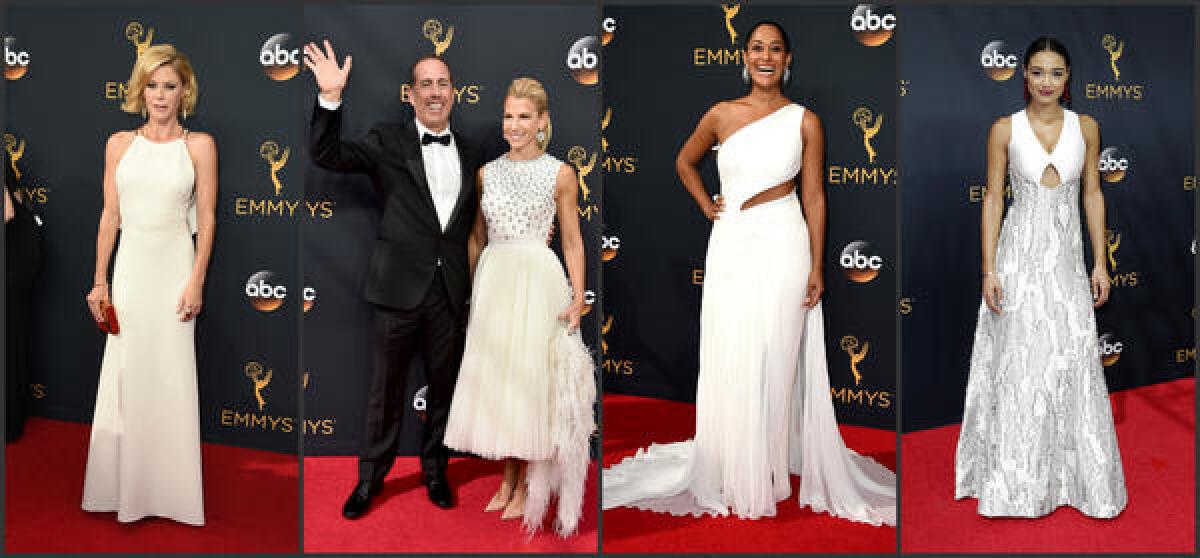 Felicity Huffman, Jessica Seinfeld, Tracee Ellis Ross and Rachel Smith stop on the red carpet at Microsoft Theater in downtown Los Angeles.