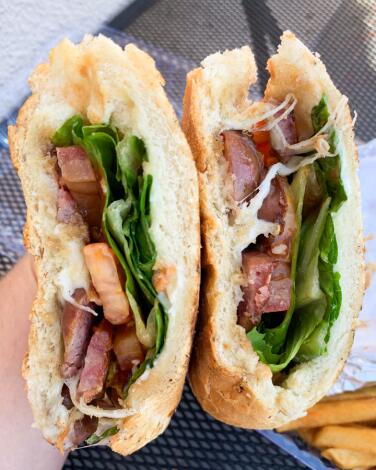 A sandwich from the deli counter at Cantinho Brazil in Los Angeles.